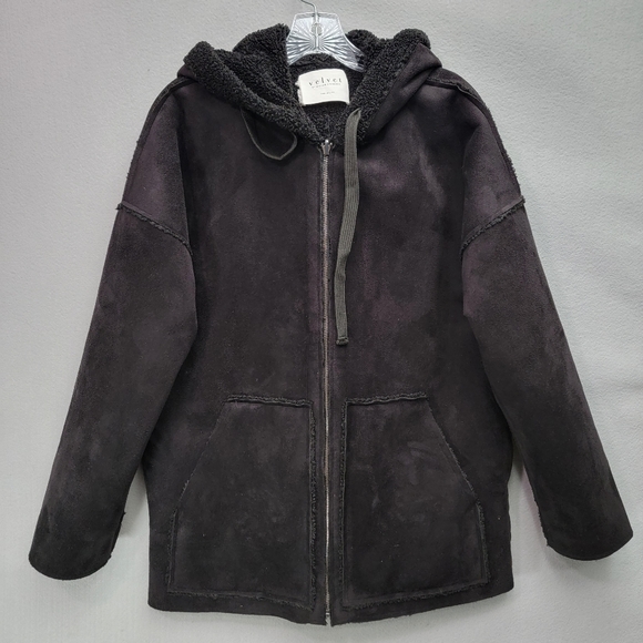 VELVET BY GRAHAM & SPENCER FAUX SUEDE JACKET WITH SHERPA - Picture 2 of 10